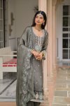 Grey Colour D 50135 By Zaveri Crush Satin Readymade Suits 